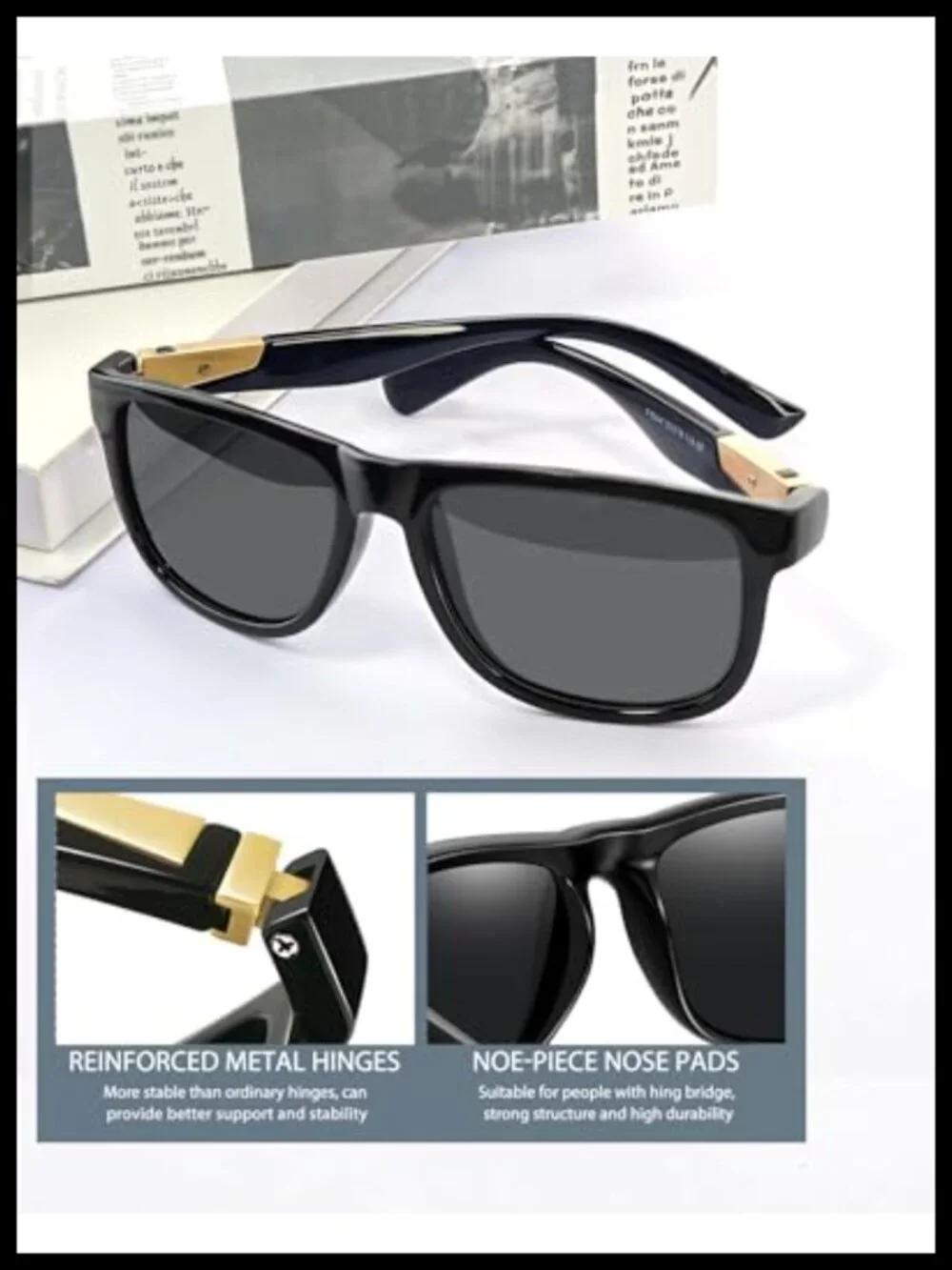 Unisex Oversized Square Polarized Sunglasses UV400 Protection